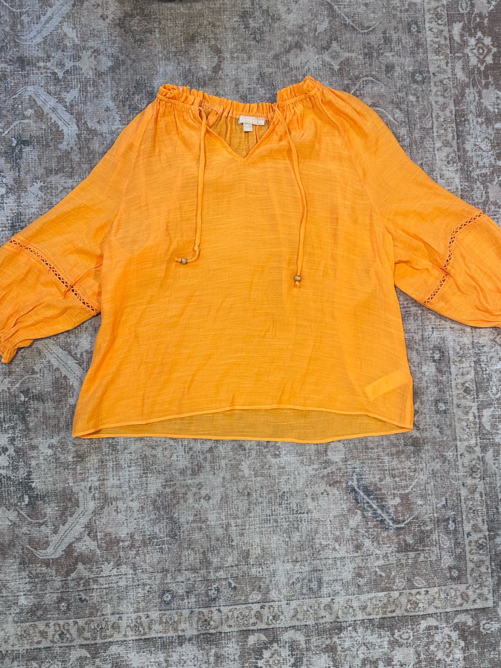 Women’s Orange Blouse with Tie Neck